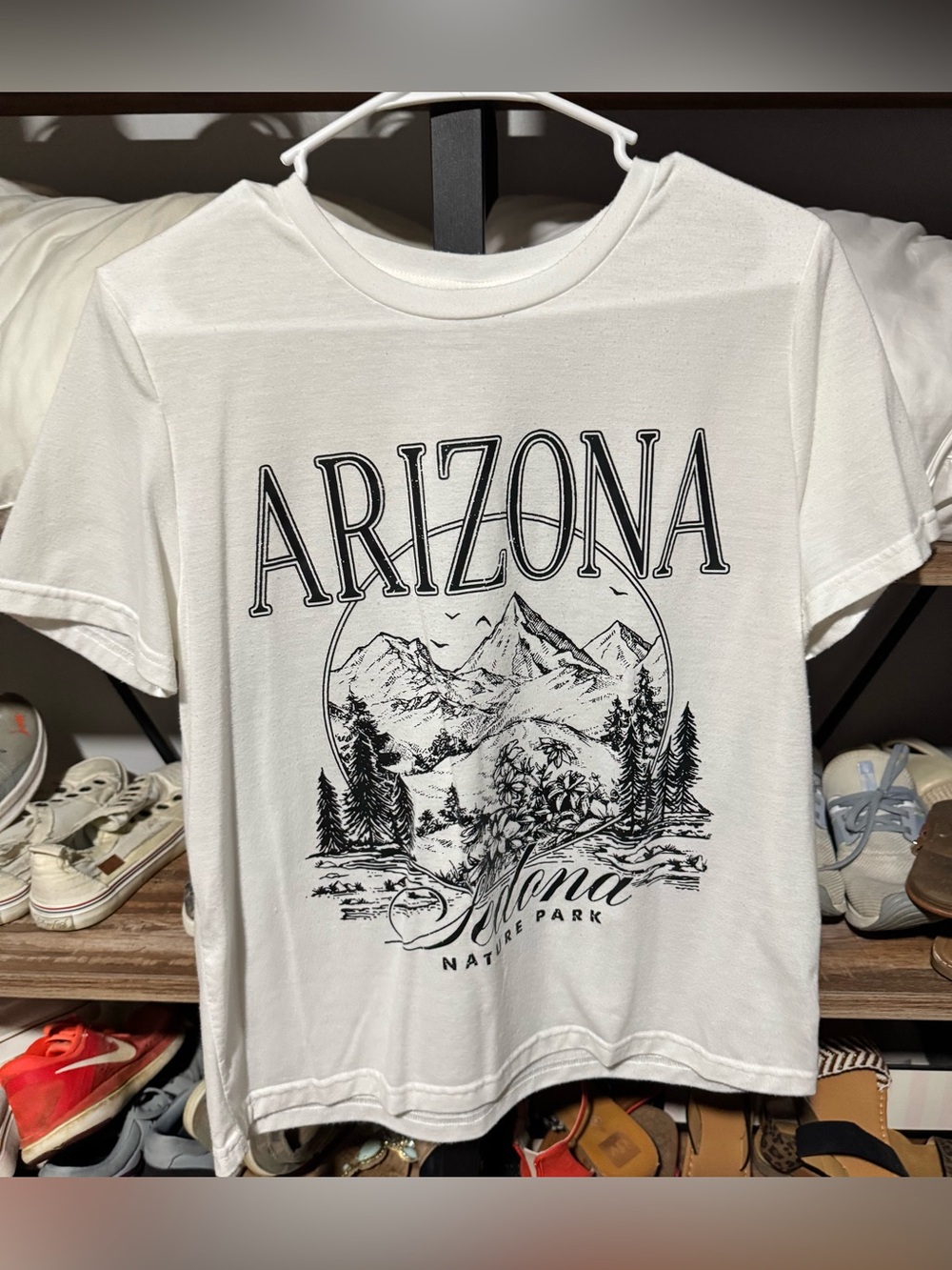 SHEIN White Arizona Scenic Graphic Short Sleeve Tee